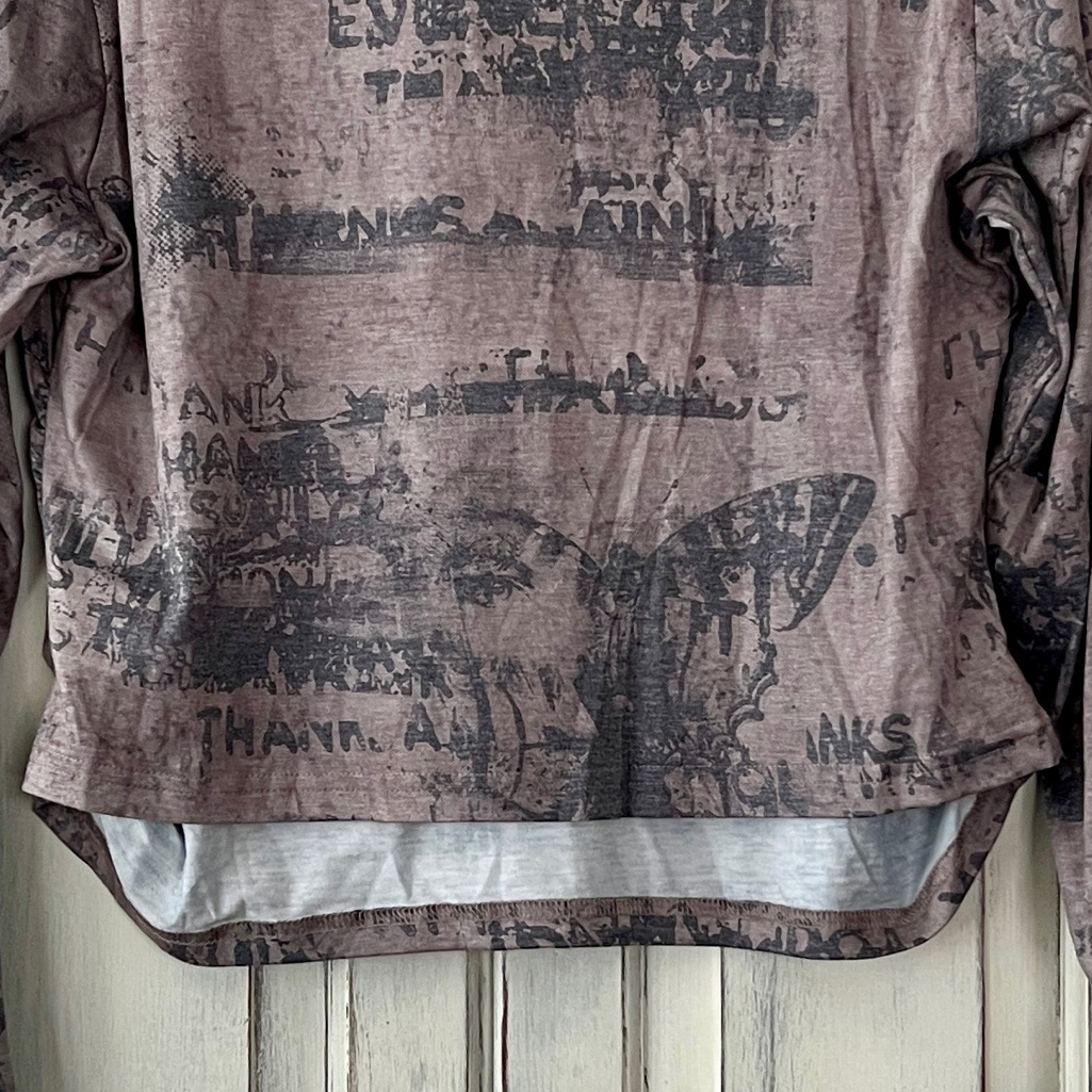 Nwt Cider Vintage Inspired Long Sleeve Top With Side Ruching In Gray/Taupe 1x — image 6 of 8